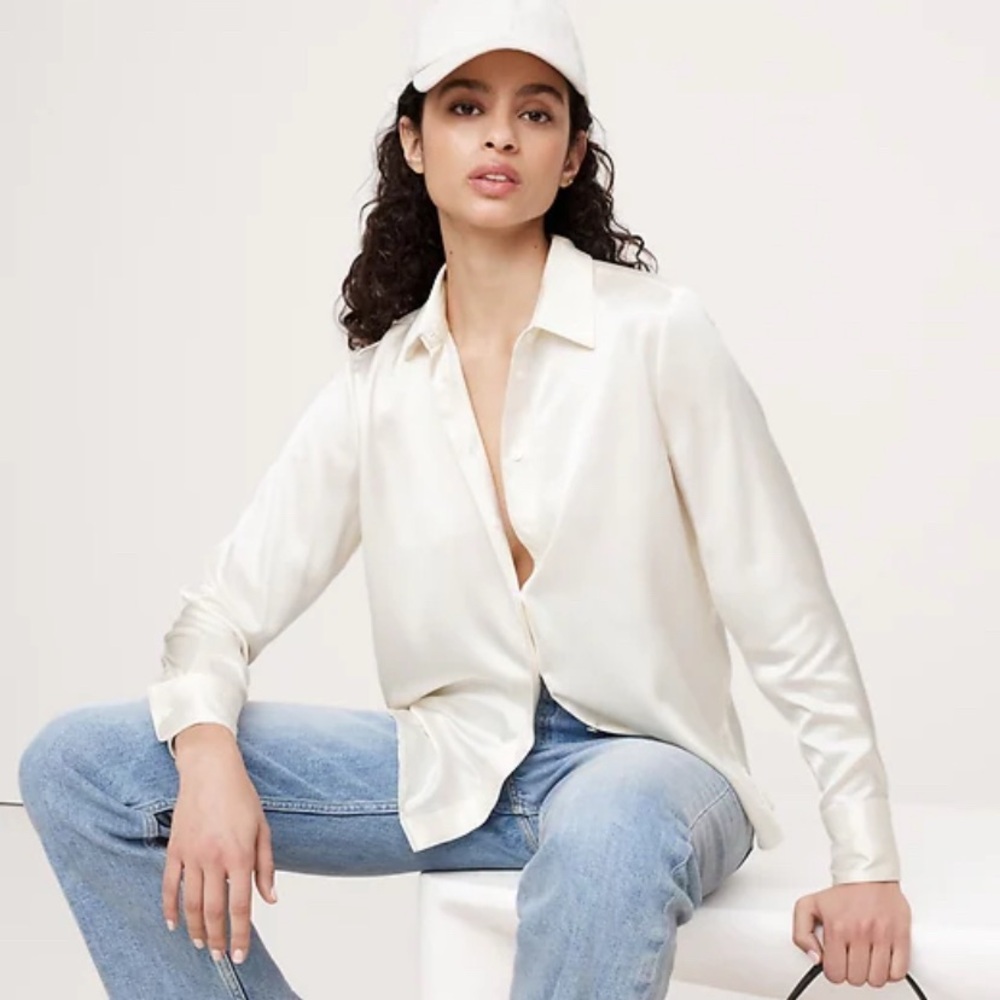 Banana Republic White Relaxed Long Sleeve Shirt